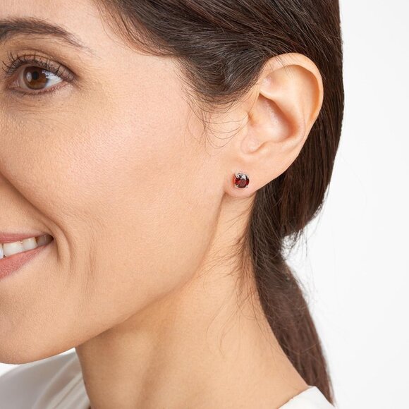 Women's Sterling Silver Round Birthstone Stud Earrings Feature 6mm Round - Picture 2 of 4